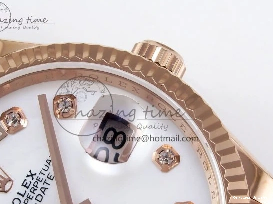 0523 OdorResistant Day Date 36 RG TWSF Best Edition White Diamonds Dial on RG Bracelet A 1610